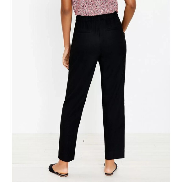 LOFT Womens Size Large Pants Pull On Tapered in Brushed Flannel  Black Ankle NEW - Picture 3 of 16